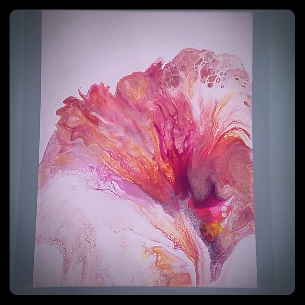 Handpainted. Flower petal. 14 x 11 inc. painting.